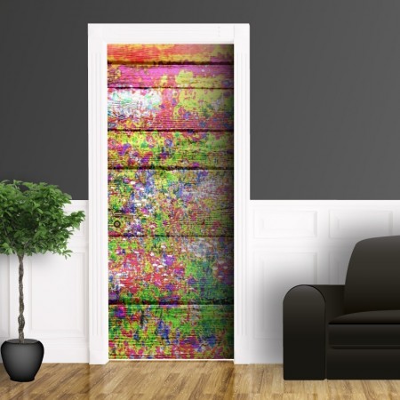 Legno vintage multicolore - Adesivo per porta