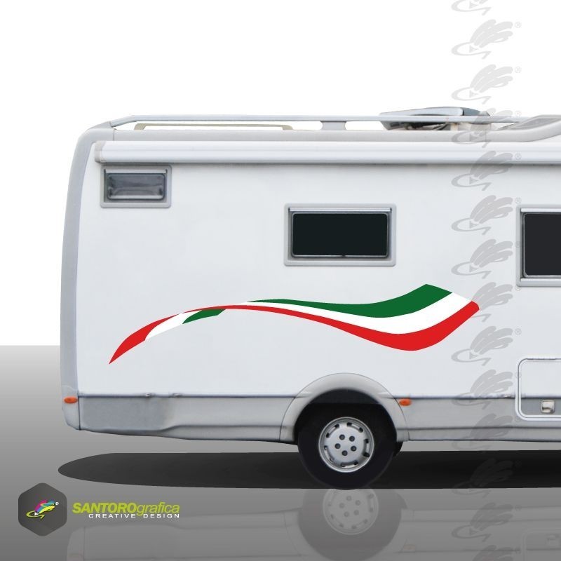 Adesivi per camper modello BAHAMAS cm 160x78 adesivo effetto strappo per  camper